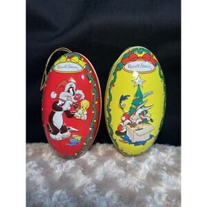 1997 Russell Stover Looney Tunes Christmas Tin Ornaments Lot Vintage